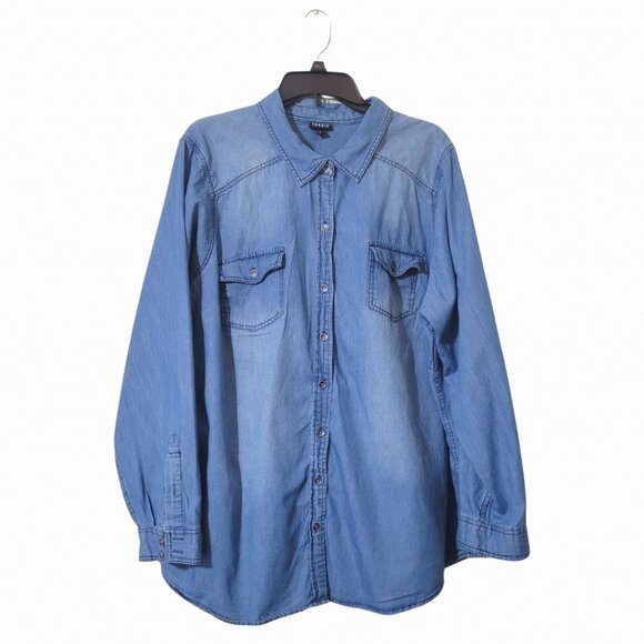 Torrid Denim Long sleeve Button Down Shirt Size 3 - Picture 1 of 11